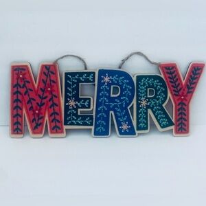 Ashland Christmas Merry Wooden Sign Wall Decor 14”